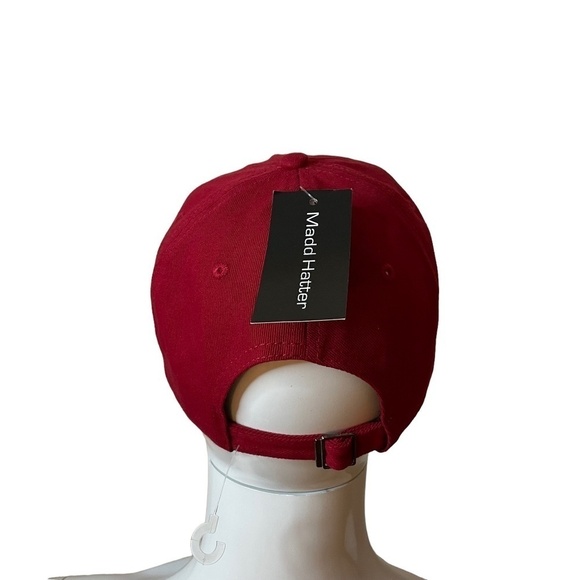NWT Madd Hatter 100% Cotton Adjustable Cat Mom Baseball Hat, Red. - Picture 4 of 11